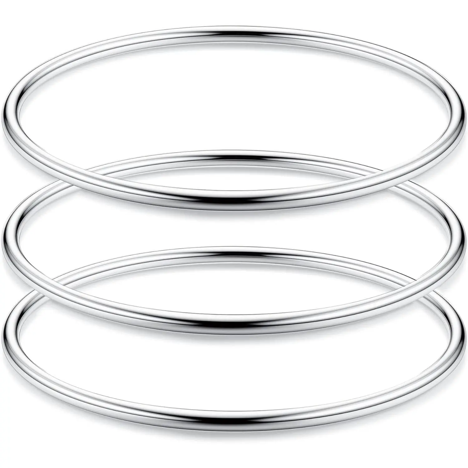 FLORIDECO Women's 3PCS 3mm Stainless Steel Stackable Bracelets, Elegant Minimalist Bangles, Non-Tarnish Glossy Thin Round Proof Jewelry for Daily Wear, Elegant Minimalist Bangle,summerwins