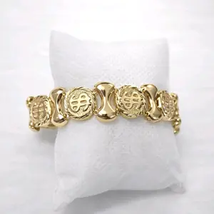 14K Gold Laminated Coin Link Bracelet – 8 Inches