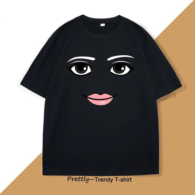 Novelty Robloxs Woman Face Game Meme Tshirt Men Women Cotton Round Neck Short Sleeve Print T Shirt Mens Clothing Summer Top Tee Casual Menswear