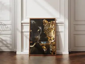 Leopard Print Cheetah Poster Martini Print Cocktail Wall Art Leopard Poster Aesthetic Wall Art Luxury Prints