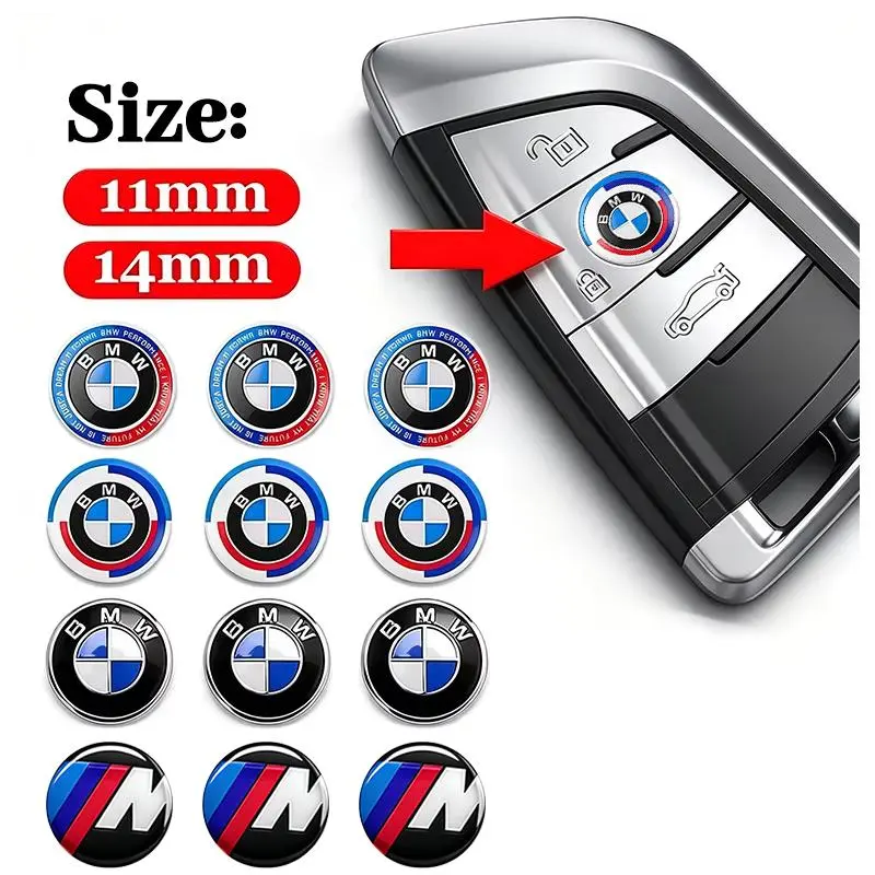 11mm 14mm Car Remote Key Emblem Sticker For BMW E46 E90 F10 F30 G20 X1 X3 X5 M Performance 50th Anniversary Auto Accessories