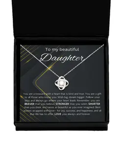 To my beautiful daughter gift necklace, love knot gift necklace, birthday gift necklace for daughter