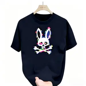 Fashion TrendsColorful bone rabbit T-shirt, suitable for men, women, mothers and friends, couple style, fashionable and loose, youthful and energetic, men's daily wear tops, casual, clothing, simple and trendy, cool design
