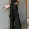 2-Piece Elegant Chic Casual Party Set, Summer Matching Set, Asymmetric-Hem Halter-Neck Sleeveless Top & Wide-Leg Pants, Women's Vacation & Date Outfit, Spring/Summer