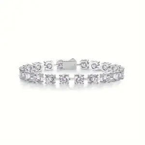 20CT Synthetic Moissanite ( 1ct Per Stone ) 6.7inch Bracelet Symbol Of Luxury And Fashion High Quality Gift Wedding Engagement Anniversary Birthday Daily Gift For Female With Gift Box