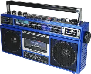 Supersonic SC-3201BT 4 Band Radio & Cassette Player Boombox with Bluetooth Speaker Blue New Auto Stop System
