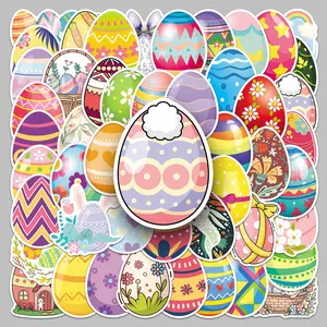 50pieces Easter egg stickers cartoon colorful painting creative water cup envelopes greeting cards festive atmosphere decorative stickers Art Materials Stationery Funny Stickers