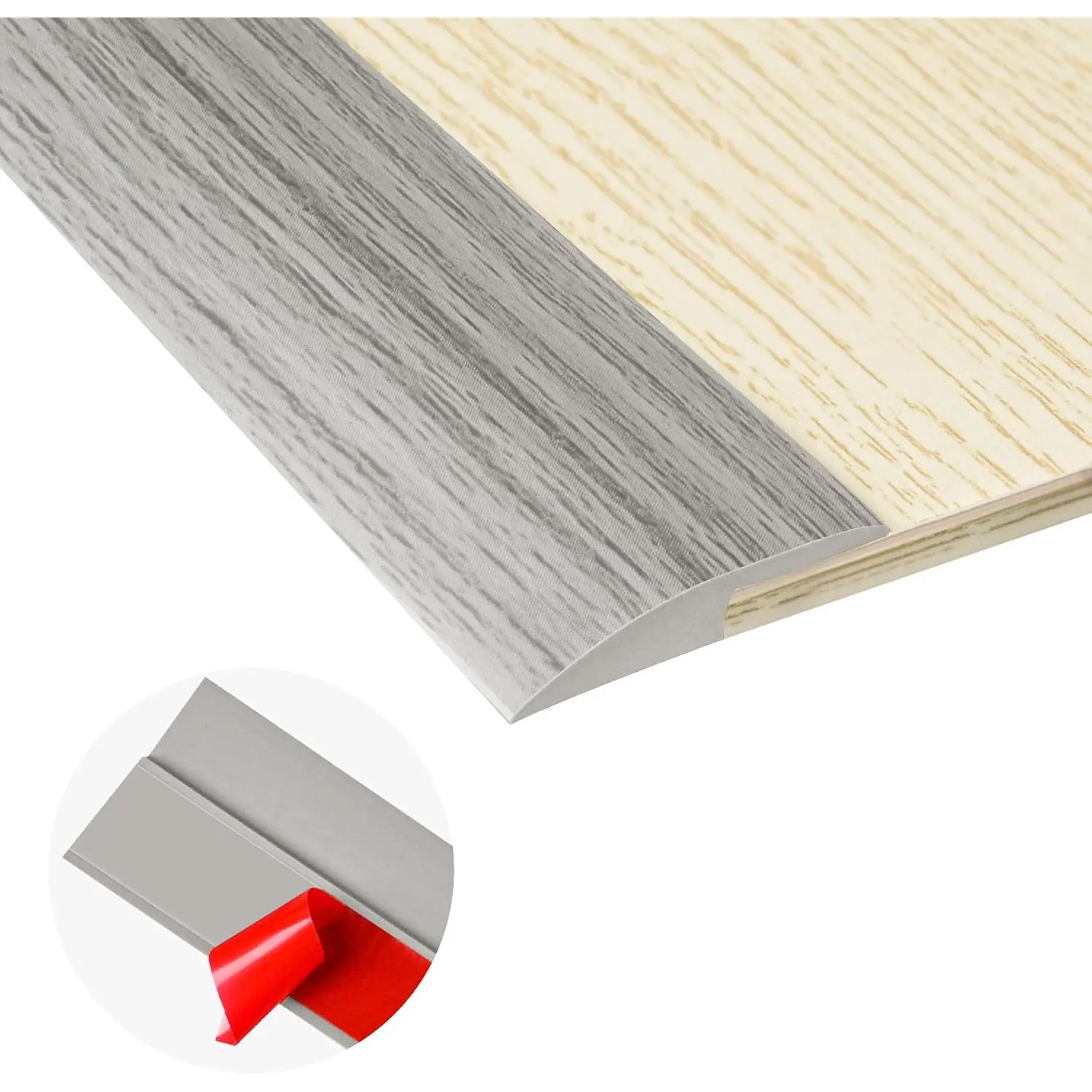 20Ft Carpet Floor Transition Strip, Self Adhesive Floor Edging Trim Strip, PVC Threshold Cover for Doorway, Floor Divider Strip Suitable for Threshold Height Less Than 5 mm - Gray Forest