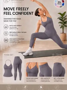 Women's Sporty Backless Sports Bra Tank Top + High Waist Leggings Set, Detachable Padding, Gym Outdoor Running Yoga Wear, Workout Sets