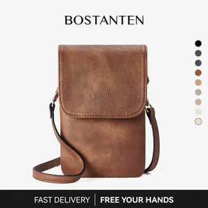 [Valentine's Day Gift] BOSTANTEN Vegan Leather Small Crossbody Bags for Women Designer Cell Phone Bag Wallet Purses Adjustable Strap