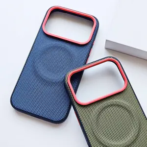 For iPhone 17 Pro Max 17 Air Case Luxury Magnetic Soft TPU+Nylon Woven Leather Back Anti-Fingerprint Cover for iPhone17