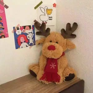 25cm Lovely Reindeer Plush Toys Kawaii Christmas Deer with Scarf Dolls Stuffed Soft Pillow for Christmas Decoration Gift