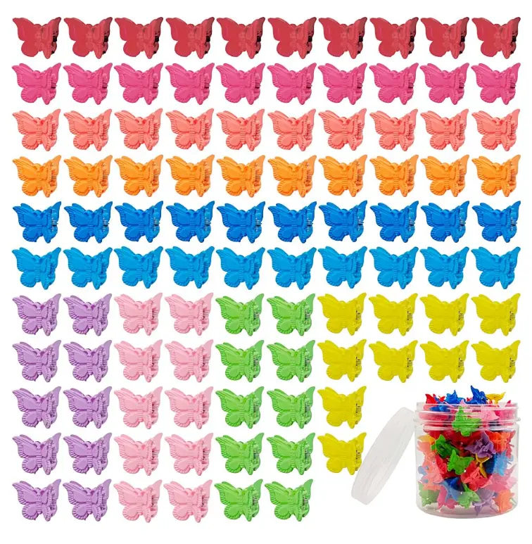 100 Pieces Assorted Color Butterfly Hair Clips, Beautiful Mini Butterfly Hair Clips Hair Accessories for Women and Girls (Matte Colors)
