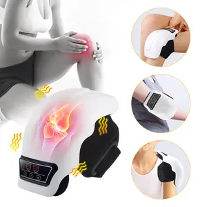 Wireless Electric Heating Knee Massager Vibration Hot Compress Red Light Therapy for Knee Pain Relief Multifunctional Heating Massage Pads 360° Wrap High Frequency Vibration Constant Temperature