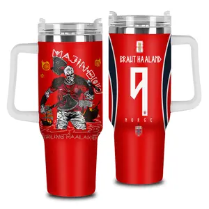 Erling Haaland 40oz 20oz Tumbler High-Quality Insulated Tumbler V1, Norwegian Striker Football Theme Tumbler With Handle, Viking Warrior Goal Machine Football Fan Gift Tumbler, WC 2026, Leakproof Travel.