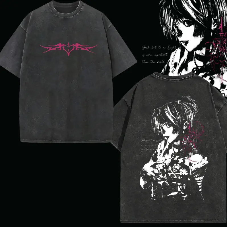 Misa Amane Death Note Unisex couple T-shirt, Vintage Washed Gothic