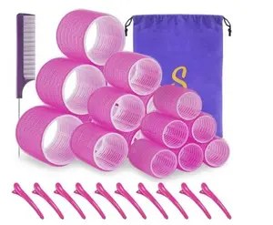 18 pcs,Hair rollers with hair roller clips and comb,Salon hairdressing curlers