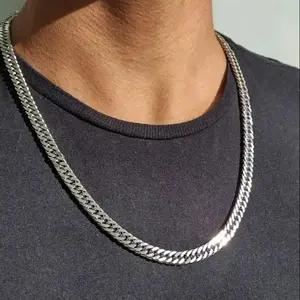 3/5/7/9mm Square Cuban Chain Necklaces for Men Boys,Waterproof Stainless Steel Chain Collar,Casual Simple Gift