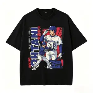 Otani Dodgers Anime-style Men's T-shirt Fun Short-sleeved Crew Neck 100% Cotton Unisex Casual Menswear