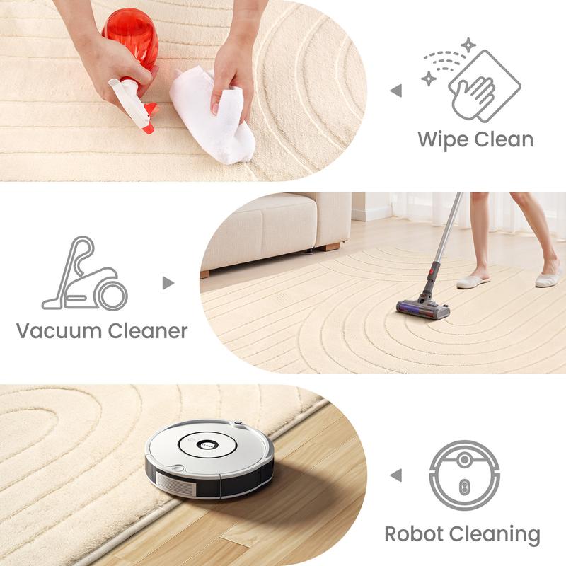 FAMVAL Large Size Fluffy Rainbow Rug Plush Area Rug Non-slip Soft Shaggy Ultra-comfortable Cool Carpet Mats for Living room Bedroom Nursery Home Decor Milky White