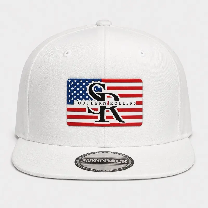 Southern Rollers White Flatbill Cap with American Flag Design