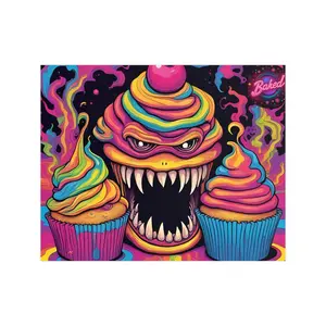 Cupcake Nightmare - Vibrant Matte Wall Art - Colorful Cupcake Monster Poster, Fun Home Decor, Gift for Foodies, Unique Art Piece, Party Decoration