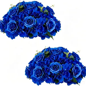 Realistic Blue Rose Floral Arrangement, European Style Courtyard Balcony Desktop Decor, Living Room Bedroom Wedding Bouquet