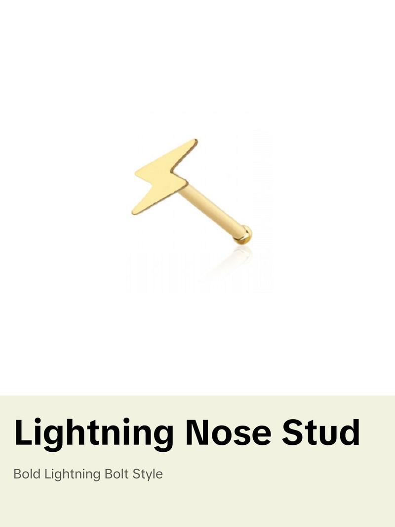 Lightning Bolt Nose Bone Stud - 316L Stainless Steel