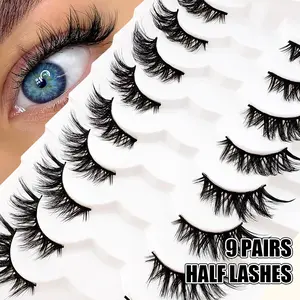9 Pairs Half Eye False Eyelashes Natural Cat Eye Half Lashes, Realistic Look, Easy Apply, Perfect for Daily Wear & Special Occasions