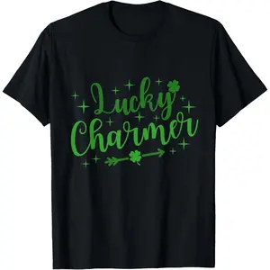 Lucky Charmer Green Shamrock St Patrick Day T Shirt for Men and Women