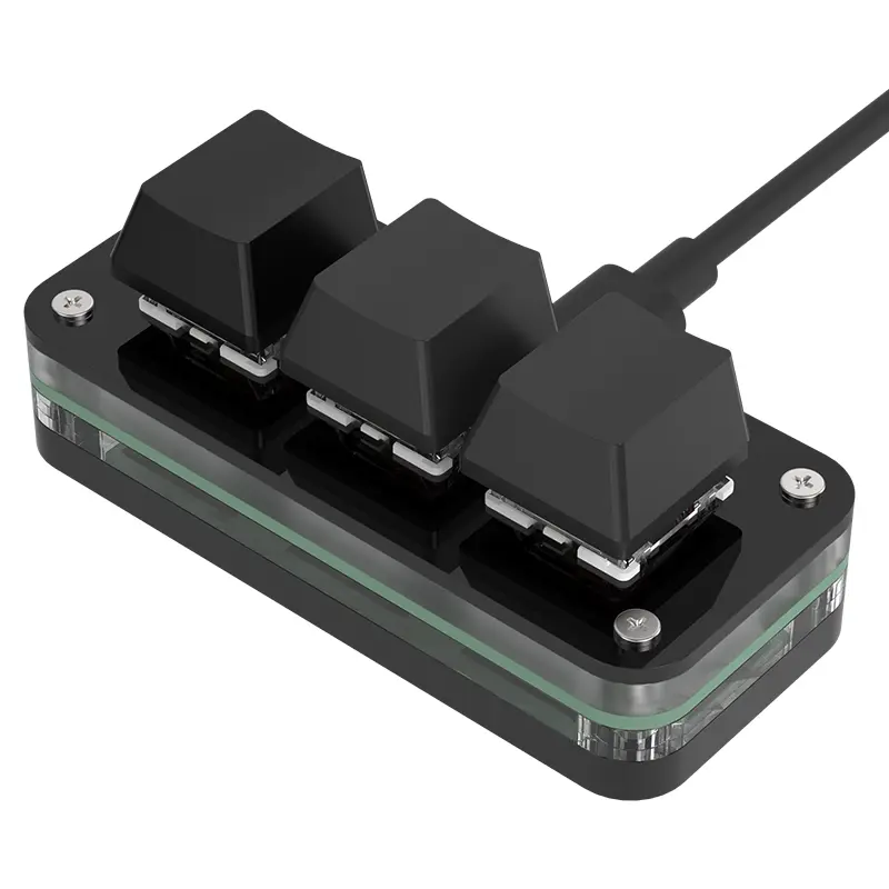 3-Key RGB Hotswap Mini Keypad with Built-in Macros, Programmable Buttons, Copy-Paste Functionality - Macro Button Keyboard for Gaming, Photoshop - RGB Backlighting Keyboard, Computer Accessory, Built-In Macros Keyboards, Macro Button Keyboards