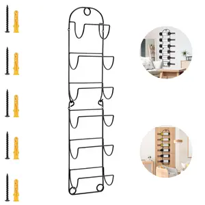 Towel Holder for Bathroom Wall,6 Tier Rolled Or Folded Towel Holder with Floating Shelves for Rolled Bath Towels, Washcloths, Linens - Black Hanging Towel Racks for Bathroom, Spa, Salon Mount