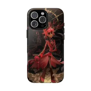Alastor-Inspired Phone Case – Dark Red Demon Aesthetic, Radio-Themed Design, Bold Artwork for Fans