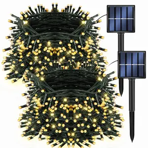 Dazzle Bright 2 Pack 400 LED Solar Powered Outdoor Lights with 8 Modes for Bedroom, Patio, Garden, and Tree Party Decoration - Lighting graduation decorations halloween decor graduation sash