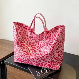 Leopard Print Clear Tote Bag Large Capacity PVC Waterproof Shoulder Handbag for Beach Travel Shopping Gym Everyday Summer Carryall