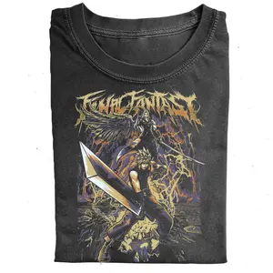 Final Fantasy 7 Comfort Color Tee Tifa Ft Sephiroth Gaming Merch Ring Spun Cotton Casual Soft Washed T-Shirt Trendy Tops for Perfect Gift