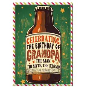 Grandpa Birthday Card, Gift for Papa with Seal and Envelope, Papa Cards from Kids, Granddaughter, Grandson