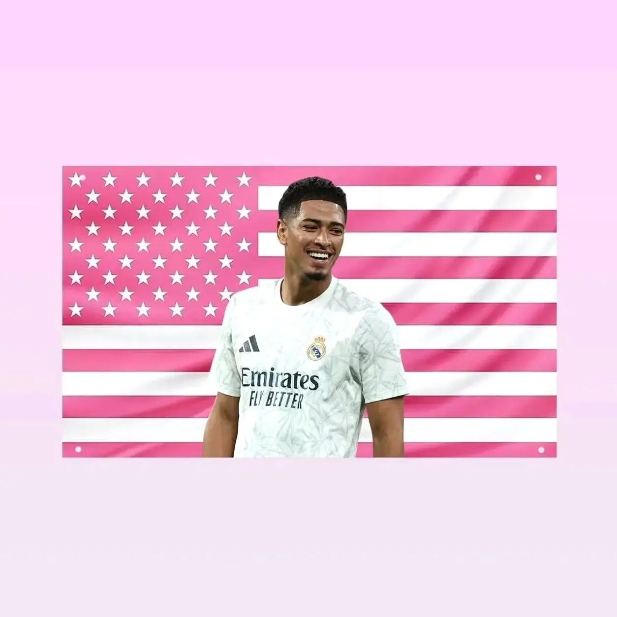 Jude Bellingham Flag, Pink US Flag, Black US Flag, American & UK Flag, Football Star Wall Decor, Soccer Fan Gift