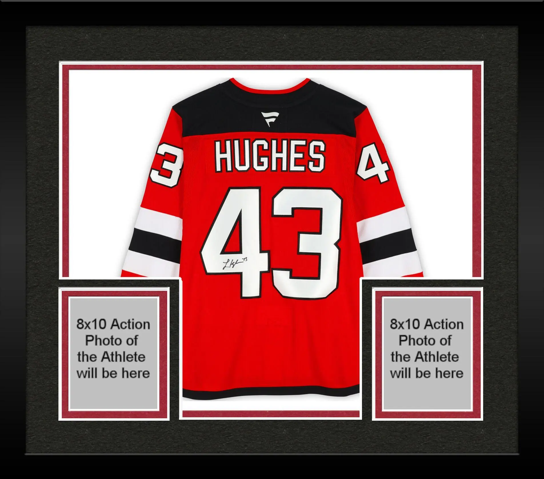 Framed Luke Hughes New Jersey Devils Autographed Red Fanatics Premium Jersey - Fanatics Authentic Certified