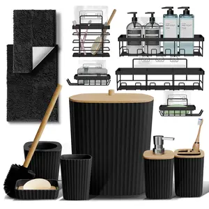 Hearth & Harbor Bathroom Accessories Complete Combo Set – Durable, Fine Ribbed Design for a Coordinated Bath Look, Easy to Clean, Rust-Resistant Hardware.