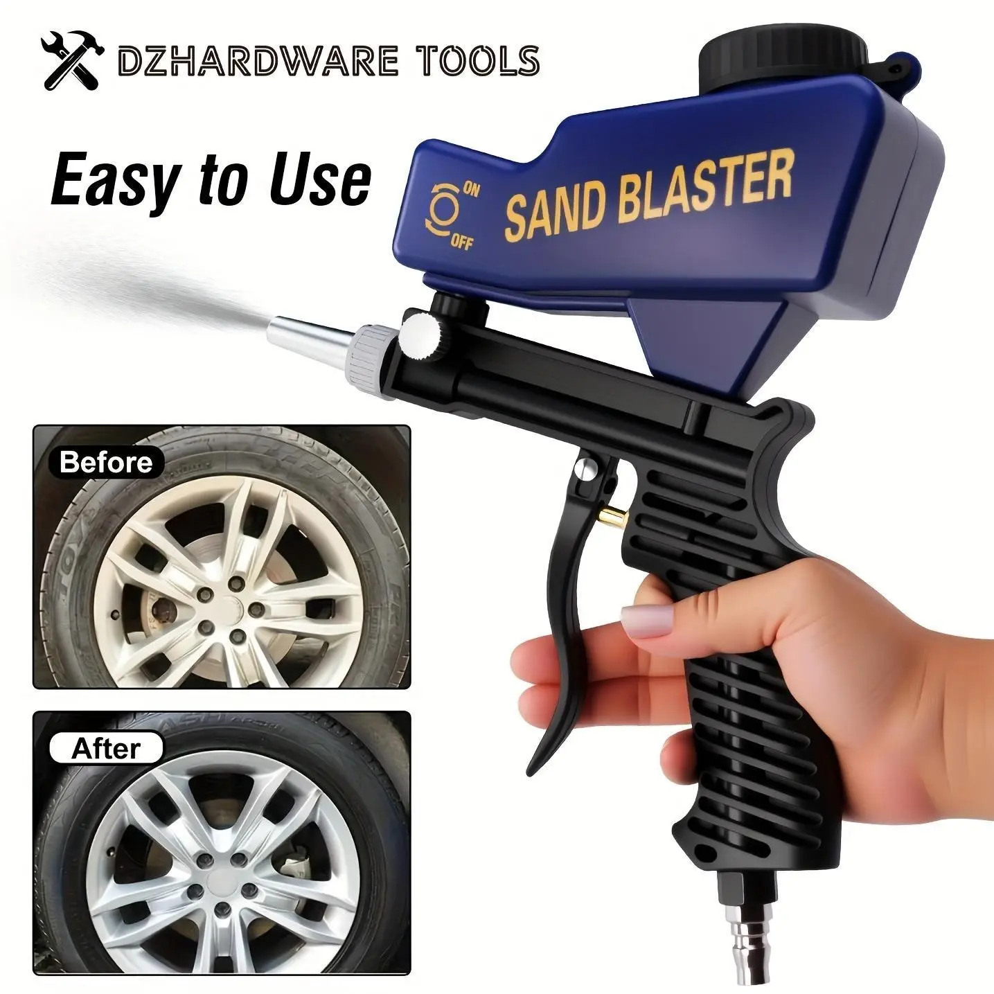 600cc Portable Sandblaster, Paint & Rust Remover, Ergonomic Gravity Feed Sandblasting Gun, DIY & Auto Use, Home & Repair, Sandblaster, Rustremover, Paintremoval, Diytools