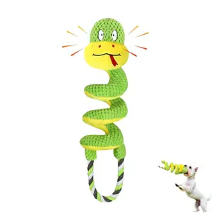 Dog Toy -Anxiety-Relieving Vocal Soft Rubber Long-Necked Snake Dog Toy with BB Whistle Spiral Pattern Interactive Knot for Clinginess Barking Obesity Lightweight & Easy to Carry