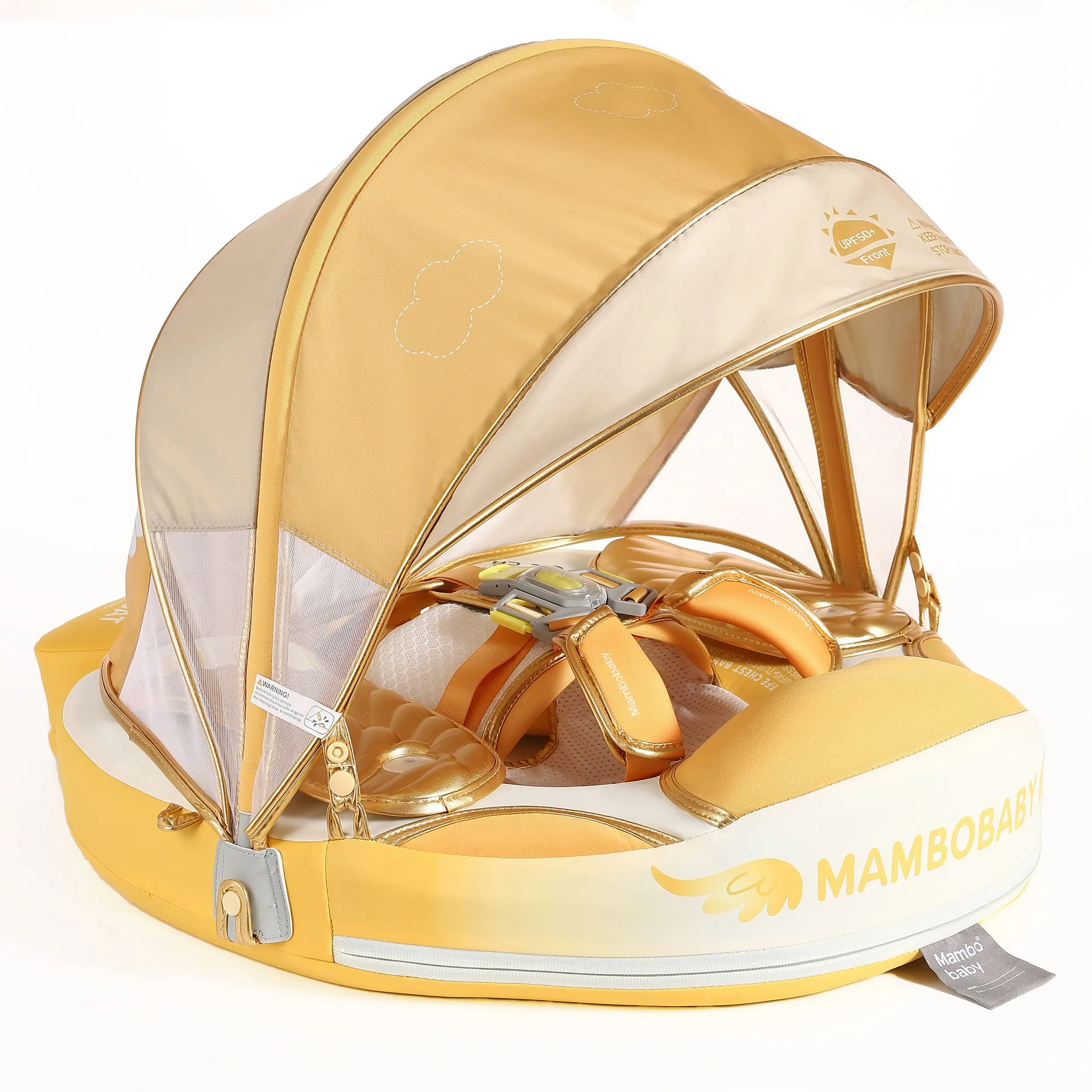 Heccei FoamCore Ultra Safety Angel Baby Float for 3M-2Y I UPF50+ Removable Canopy (Swim Ring for Pool Water Play)