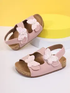 2026 Retro Summer Girls' Sandals, Soft Rubber Sole, Open-Toe Breathable, Butterfly Decoration, Cute Style, Less Than Ankle Height, Strapy Sandals