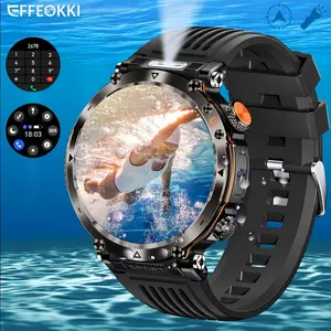 Effeokki Men's Smart Watch, Tactical Outdoor Sports Watch with Call Function,, 1.7 Inch Large IPS Display, LED Flashlight, Compass, Altitude Air Pressure, Pedometer, Long Battery Life, Sleep Tracker, Fitness Tracker, Compatible with iPhone Android