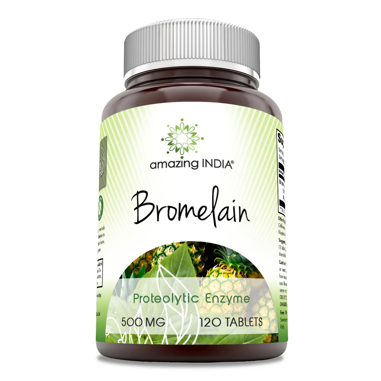 Amazing India Bromelain 500 Mg per Serving | Supplement | 120 Tablets | Non-GMO | Gluten-Free | Made in USA