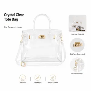 Clear PVC Tote Bag for Women Transparent Beach Handbag Jelly Shoulder Purse Lightweight Carryall Concert Bag Stadium Purse Top Handle Satchel Travel Shopper Bag for Ladies Teens College Students Pool Party Vacation Shopping Daily Use Cute Gift Bag