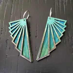 Reversible Wooden Earrings Wear Multiple Ways Geometric Wings