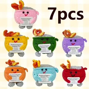 2counts.Okra.Creative Trash Can Flame Design Crochet Toy, Emotional Support Dumpster Fire with Card, Festive Decorations for Home Office Desk, Handmade decoration