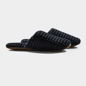 The House Slipper: Soft Black Leather Footwear for Boys, Comfortable Design, Ideal for Walking and Bathrooms